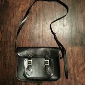 100% Black Leather Satchel- UK